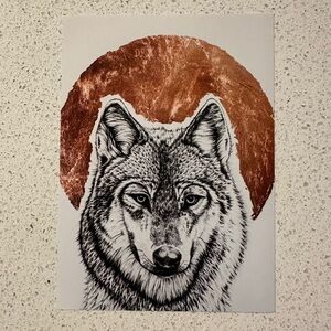 5x7” wolf and moon art print, photo paper